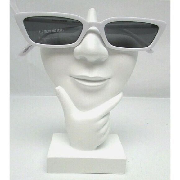 elizabeth and james white Small Rectangle frame black lens sunglasses wg01su03 - Picture 1 of 14